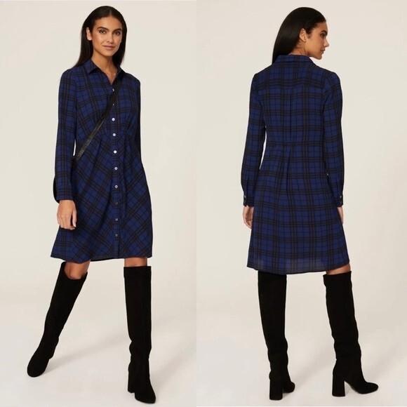 Thakoon collective blue plaid shirtdress size 6 - Picture 1 of 12